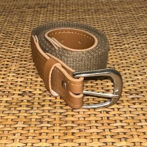 Vintage Women’s Small Cotton Blend Faux Leather Belt Khaki Made In Hong Kong Y2K